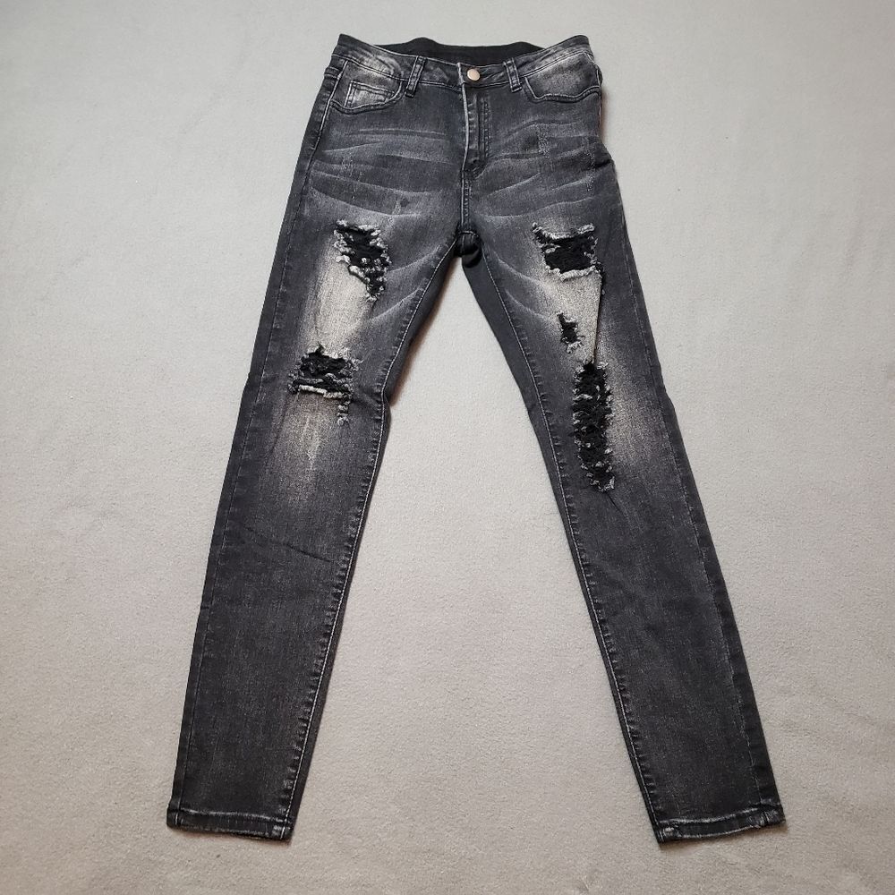 Shein black skinny high waist jeans Distressed